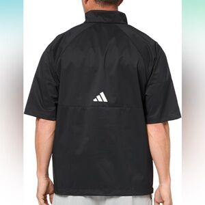 Adidas Black and Red Men's Half-Zip Jacket